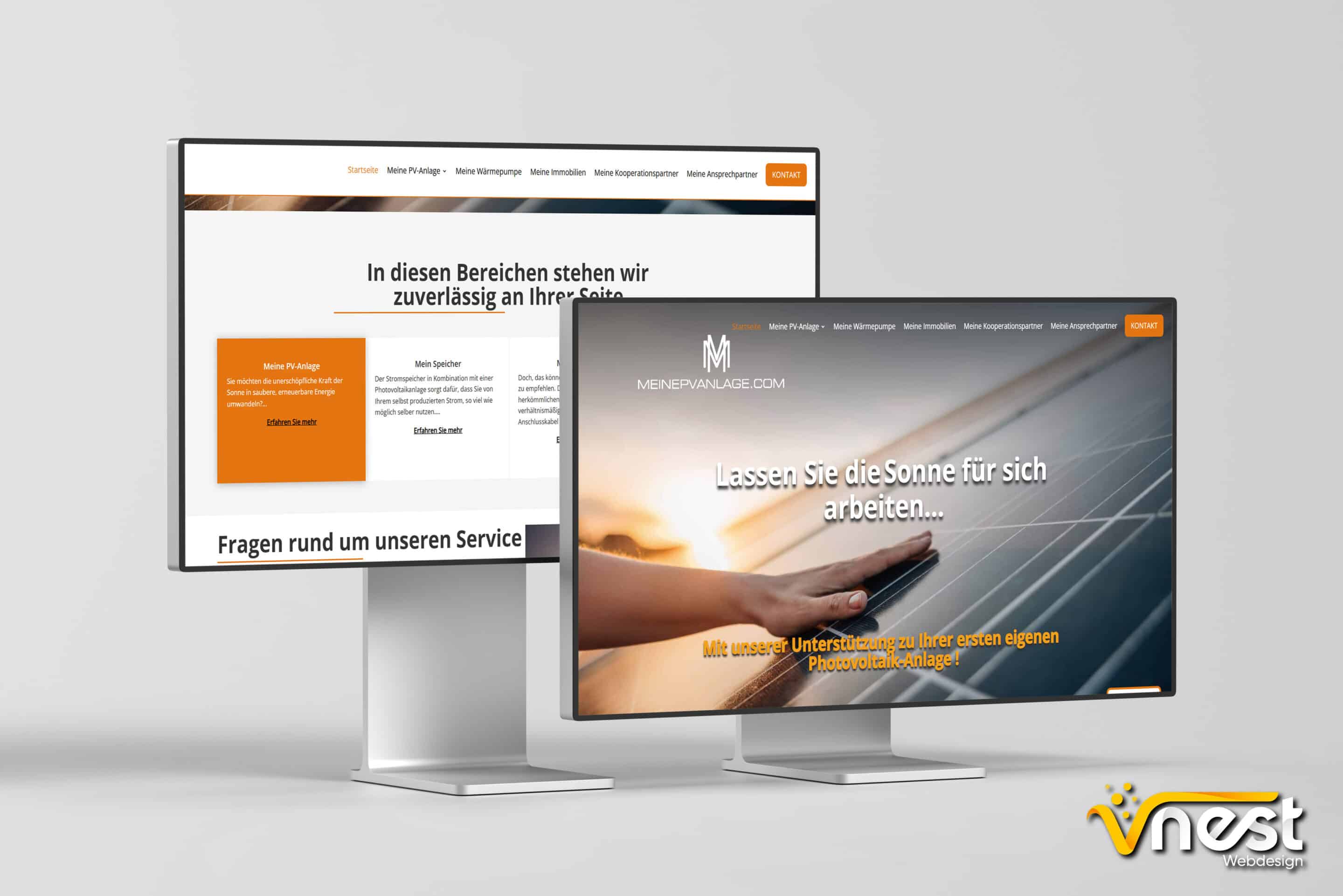 Referenz Bild von vNEST Webdesign aus dem Portfolio. Zeigt die PC Ansicht von meinepvanlage.com an.