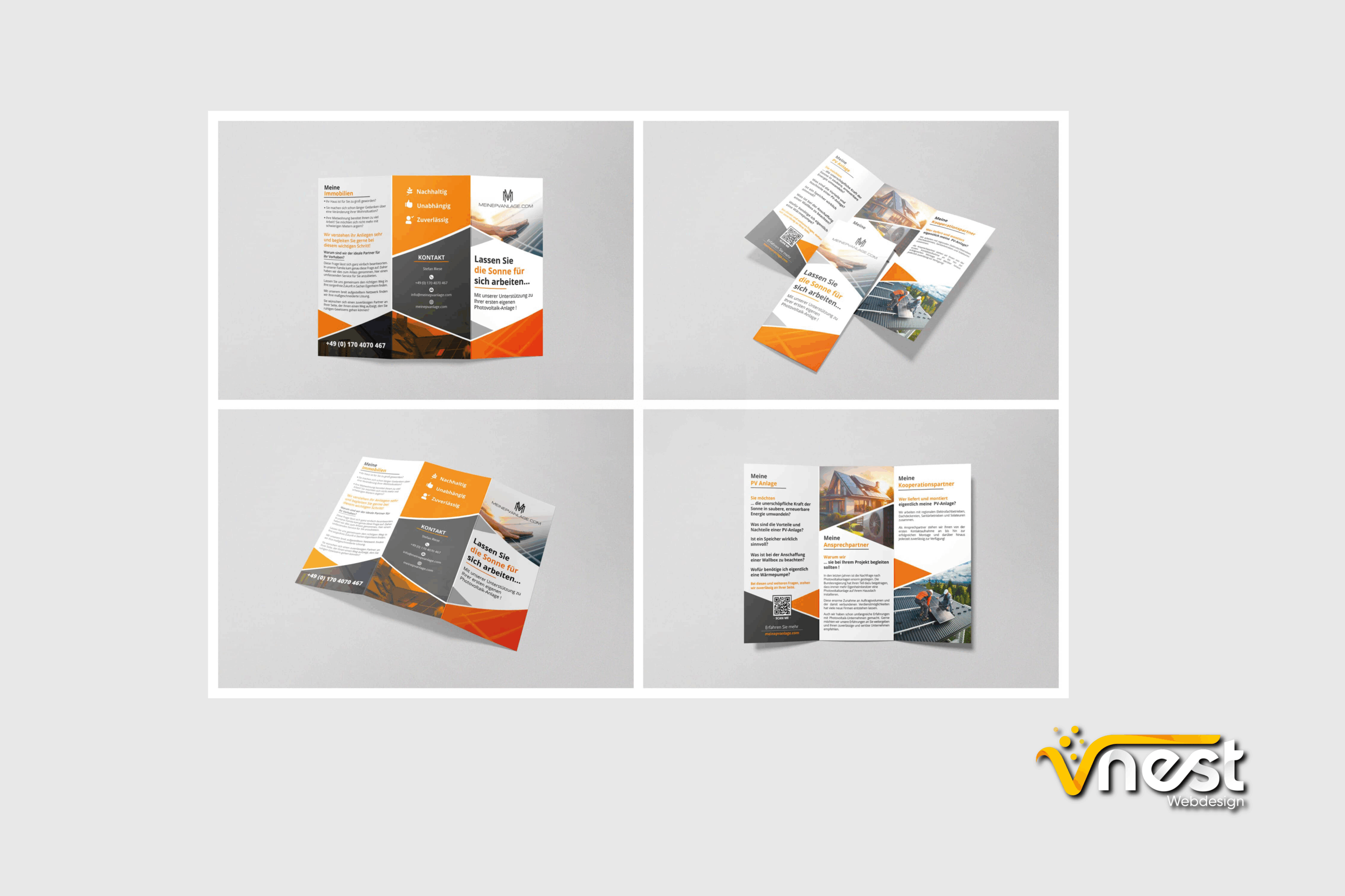 Referenz Bild von vNEST Webdesign aus dem Portfolio. Flyer von Meine PV Anlage.