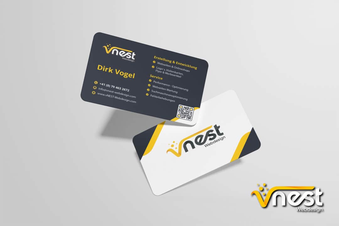 Referenz Bild von vNEST Webdesign aus dem Portfolio. Visitenkarte von vNEST Webdesign aus der Schweiz