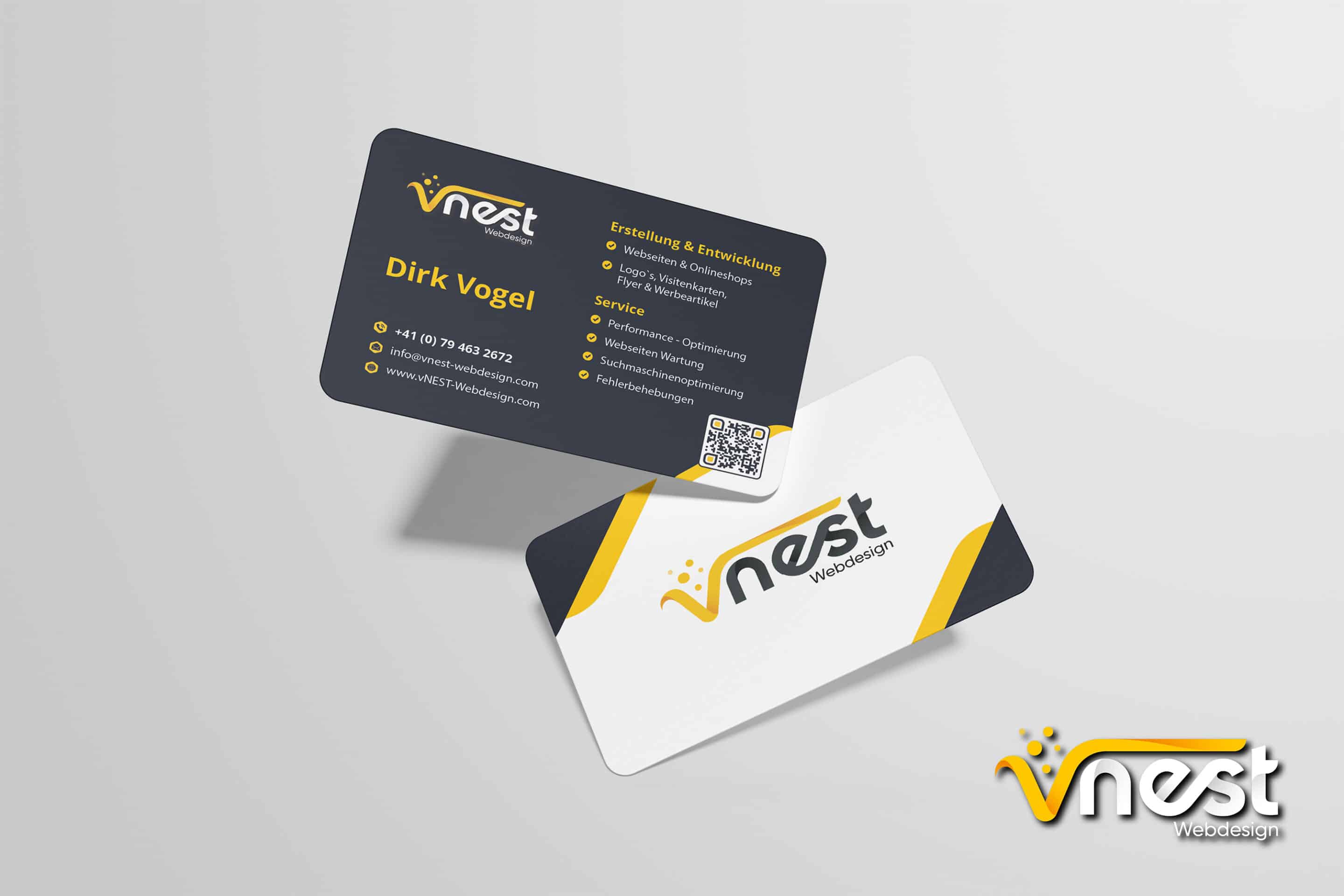 Referenz Bild von vNEST Webdesign aus dem Portfolio. Visitenkarte von vNEST Webdesign aus der Schweiz